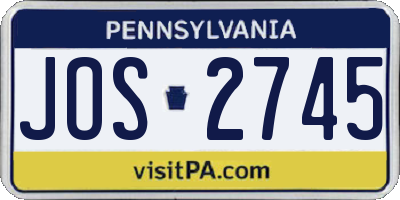 PA license plate JOS2745