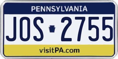 PA license plate JOS2755