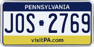 PA license plate JOS2769