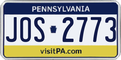 PA license plate JOS2773