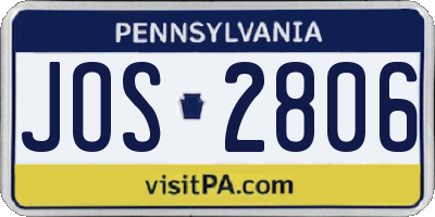 PA license plate JOS2806