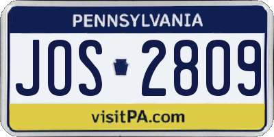 PA license plate JOS2809
