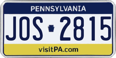 PA license plate JOS2815