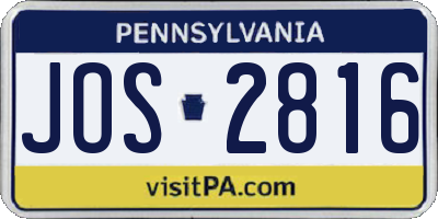 PA license plate JOS2816