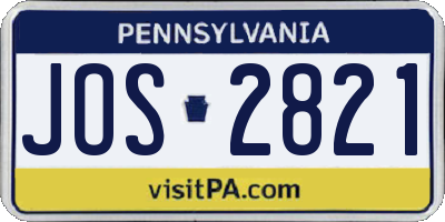 PA license plate JOS2821
