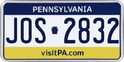 PA license plate JOS2832