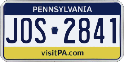 PA license plate JOS2841