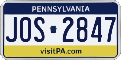 PA license plate JOS2847