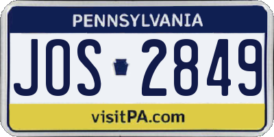 PA license plate JOS2849