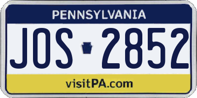 PA license plate JOS2852