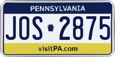 PA license plate JOS2875