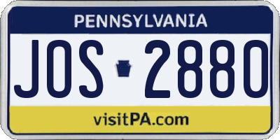 PA license plate JOS2880