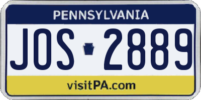 PA license plate JOS2889