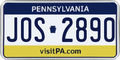 PA license plate JOS2890