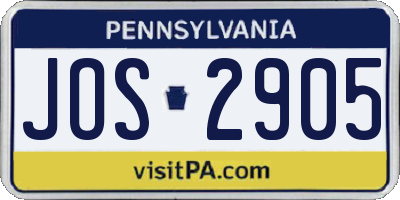 PA license plate JOS2905