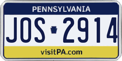 PA license plate JOS2914