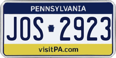 PA license plate JOS2923