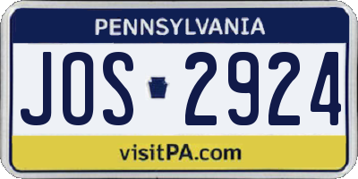 PA license plate JOS2924