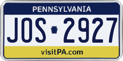 PA license plate JOS2927