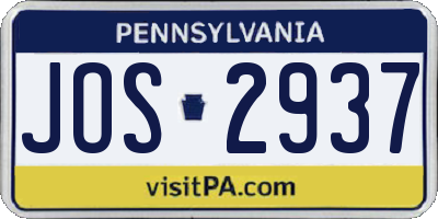 PA license plate JOS2937