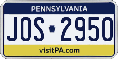 PA license plate JOS2950