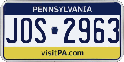 PA license plate JOS2963