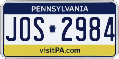 PA license plate JOS2984