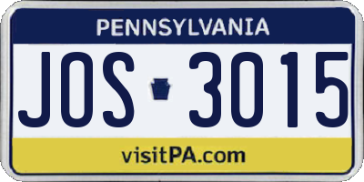 PA license plate JOS3015