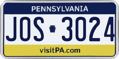 PA license plate JOS3024