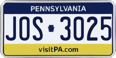 PA license plate JOS3025