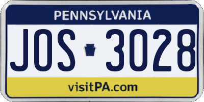PA license plate JOS3028