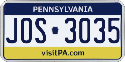 PA license plate JOS3035