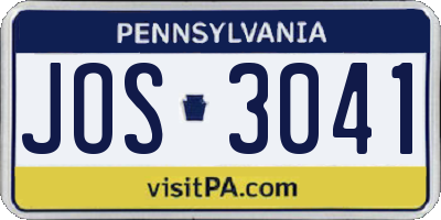 PA license plate JOS3041