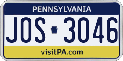 PA license plate JOS3046