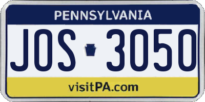 PA license plate JOS3050