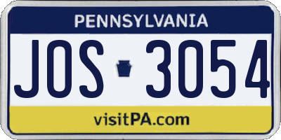 PA license plate JOS3054