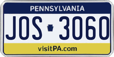 PA license plate JOS3060