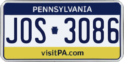 PA license plate JOS3086