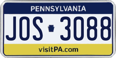 PA license plate JOS3088