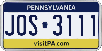 PA license plate JOS3111