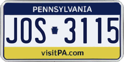 PA license plate JOS3115
