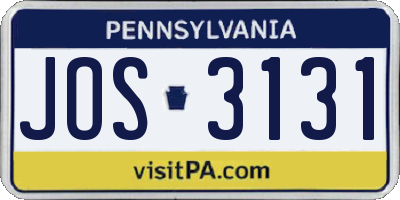 PA license plate JOS3131