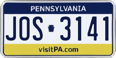 PA license plate JOS3141