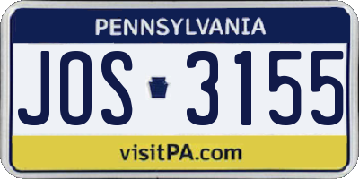 PA license plate JOS3155