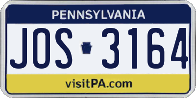 PA license plate JOS3164