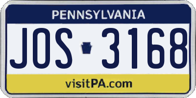 PA license plate JOS3168