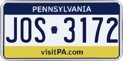 PA license plate JOS3172