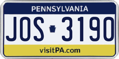 PA license plate JOS3190