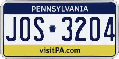 PA license plate JOS3204