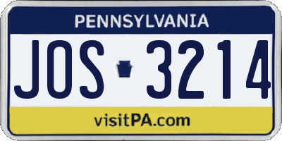 PA license plate JOS3214
